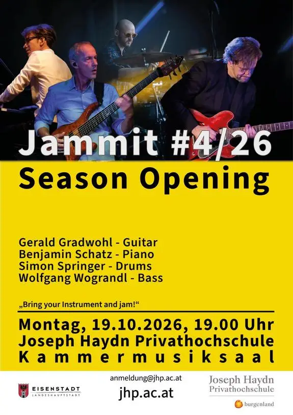 Jammit #4/26 Season Opening mit Gerald Gradwohl, Benjamin Schatz, Simon Springer und Wolfgang Wograndl in Eisenstadt