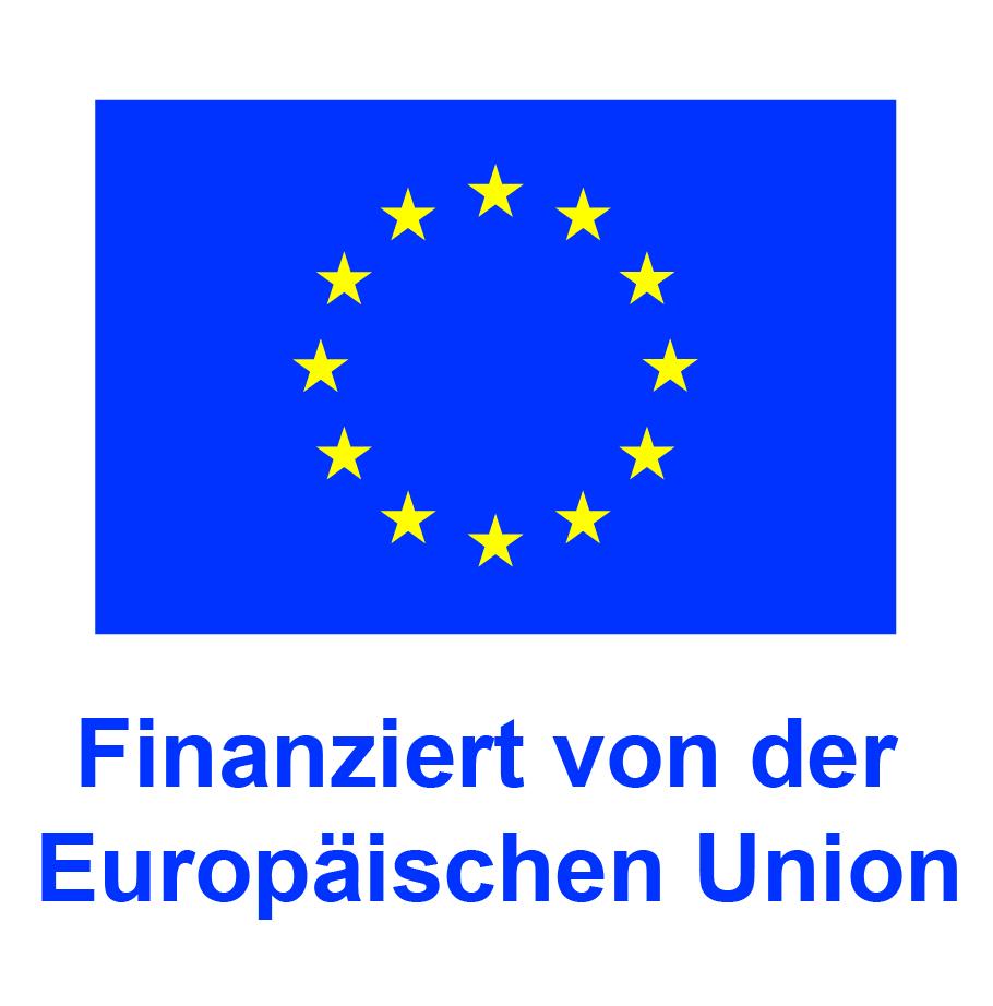 Europäische Flagge und Finanzierungserklärung